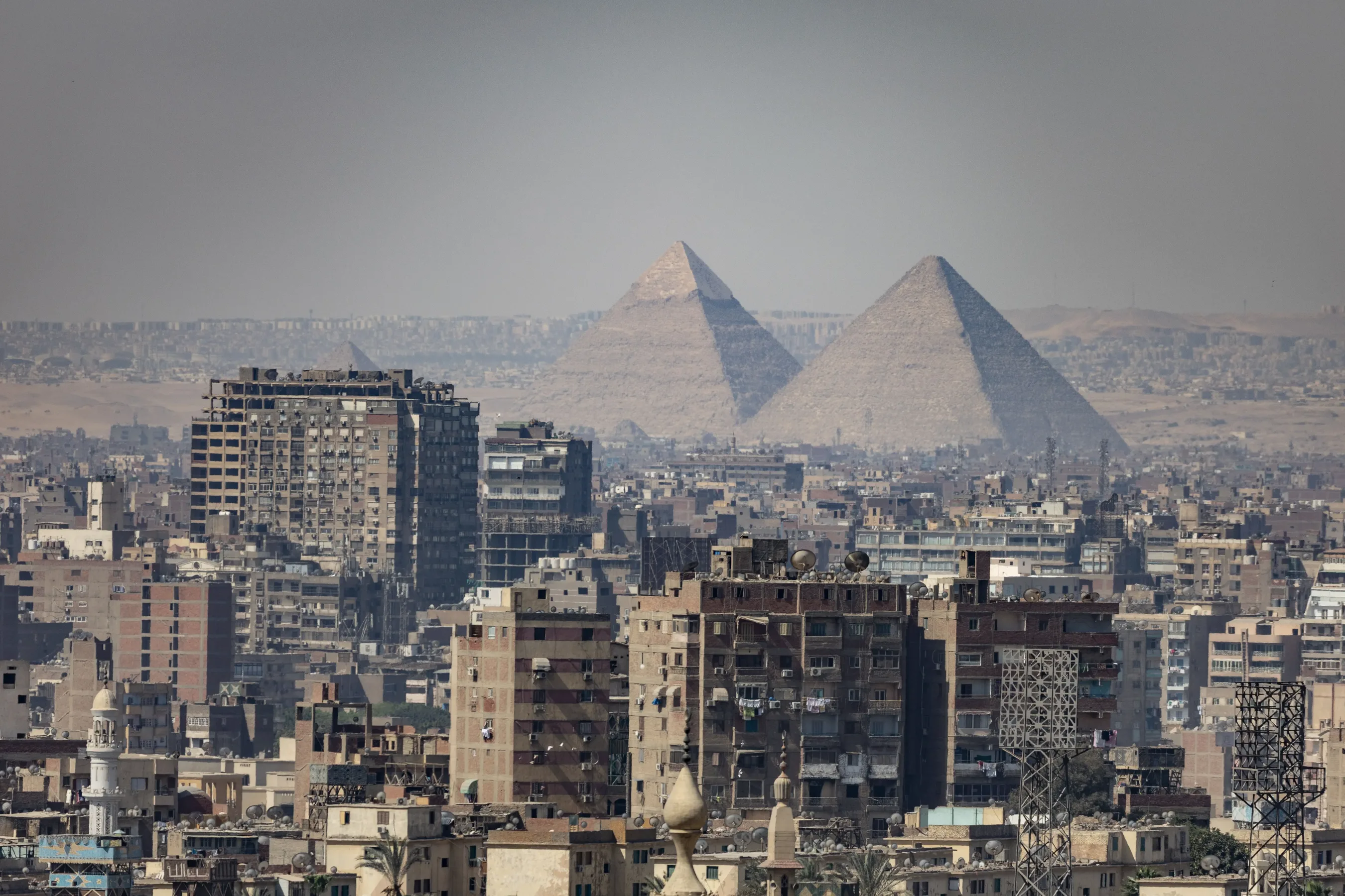 Cairo and pyramids aerial filming visual