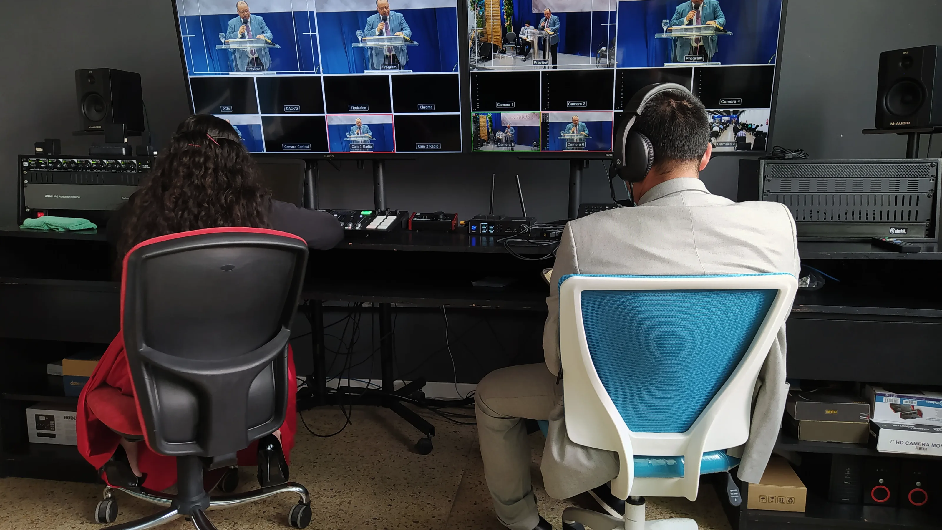 Broadcast control room monitoring wall